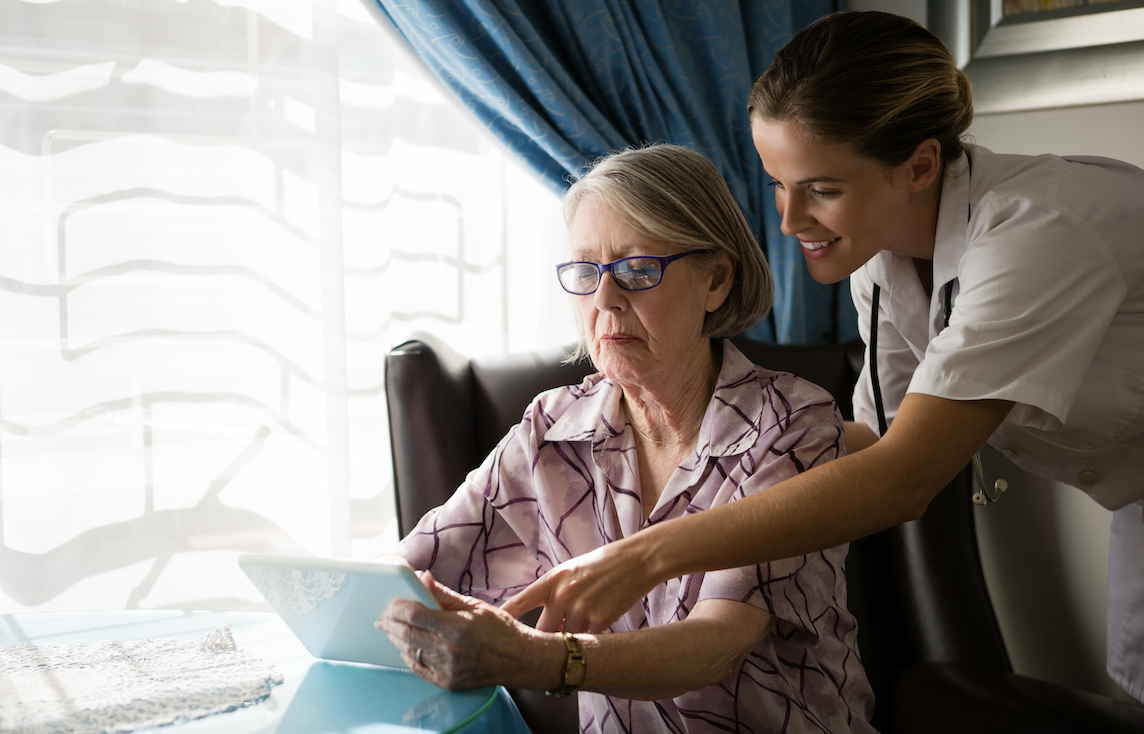 Caregiver with a resident